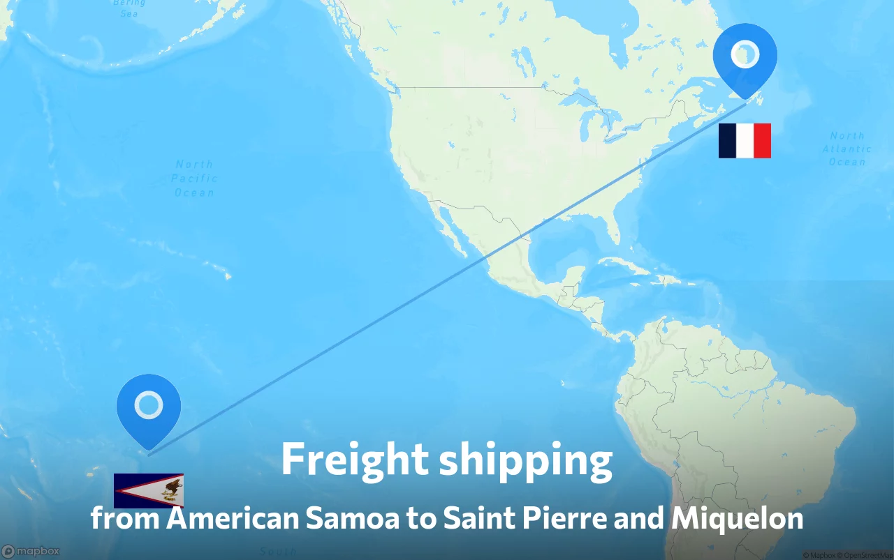 Shipping route from American Samoa to Saint Pierre and Miquelon