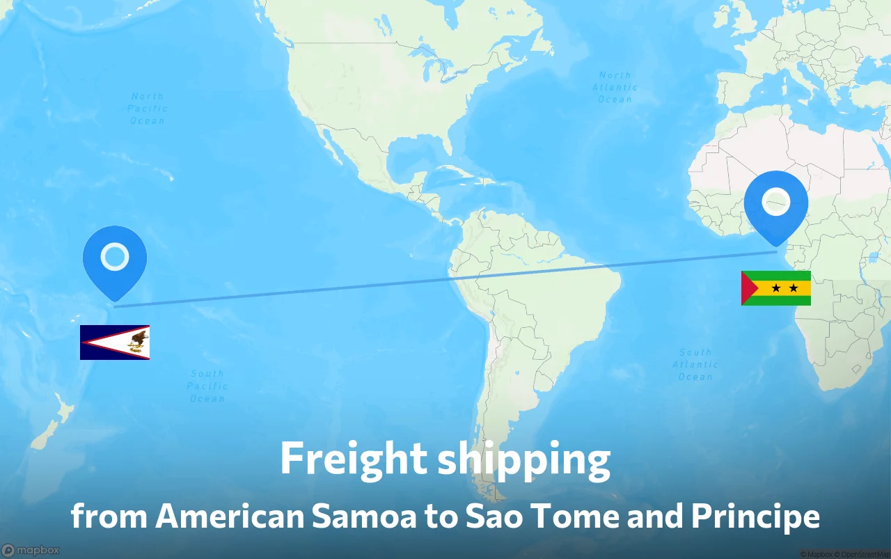 Shipping route from American Samoa to Sao Tome and Principe