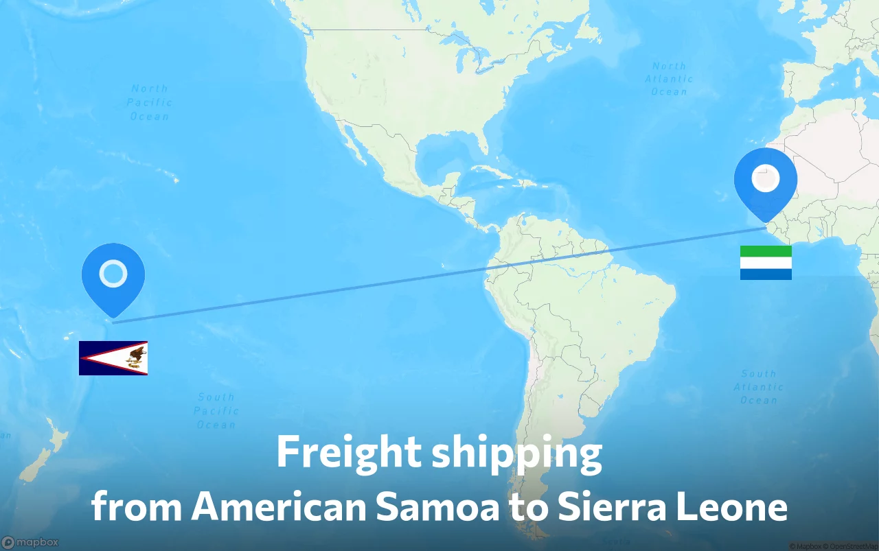 Shipping route from American Samoa to Sierra Leone