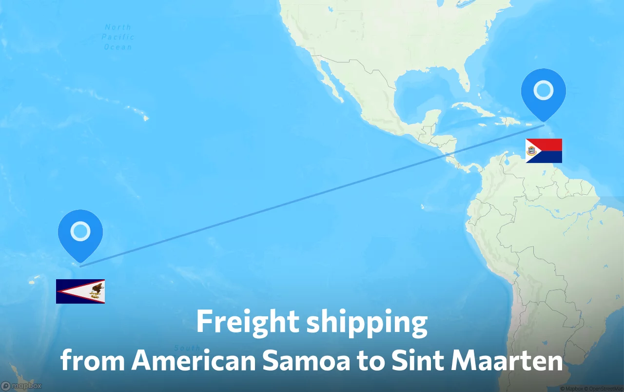 Shipping route from American Samoa to Sint Maarten