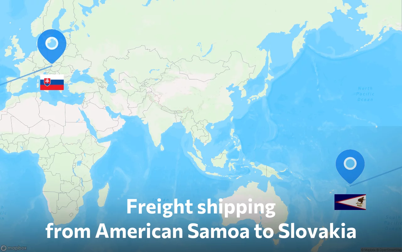 Shipping route from American Samoa to Slovakia
