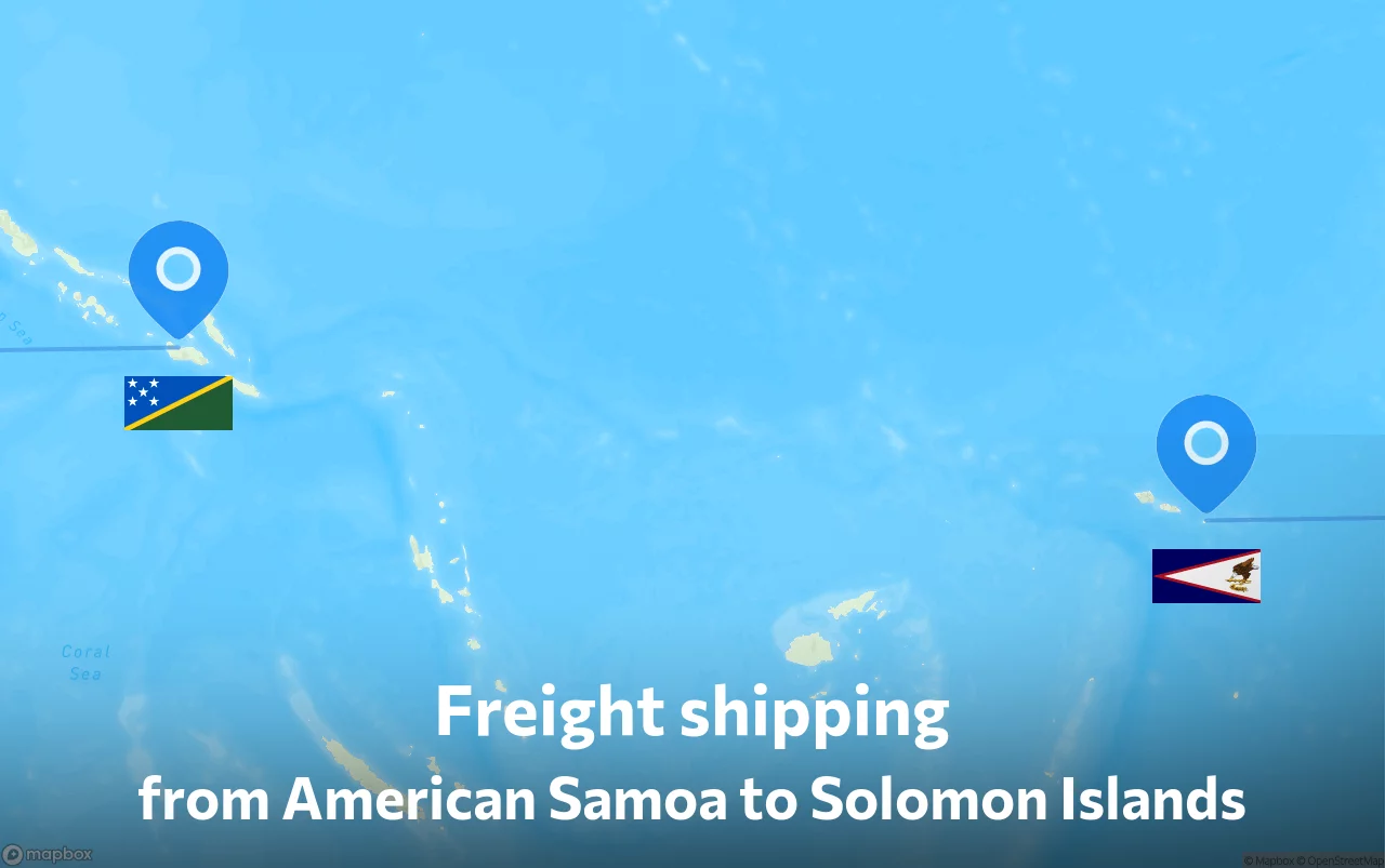 Shipping route from American Samoa to Solomon Islands