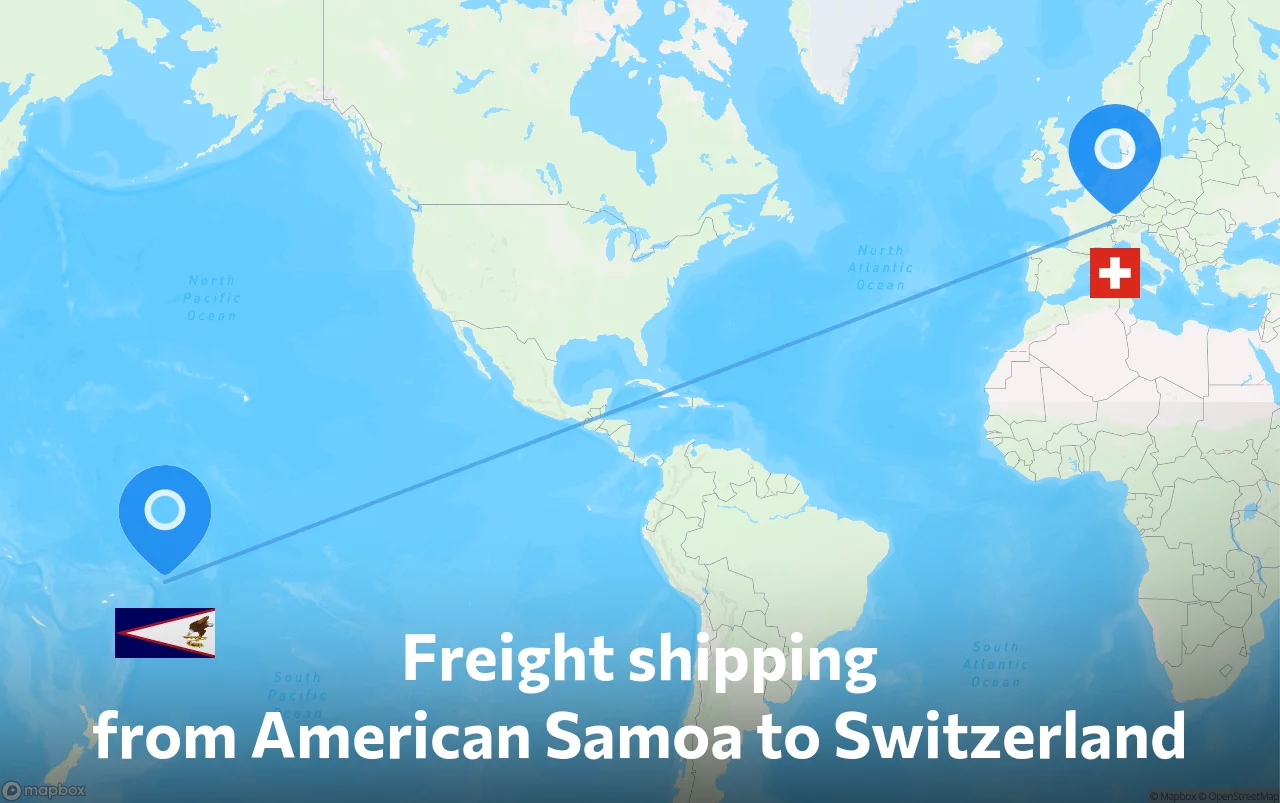 Shipping route from American Samoa to Switzerland