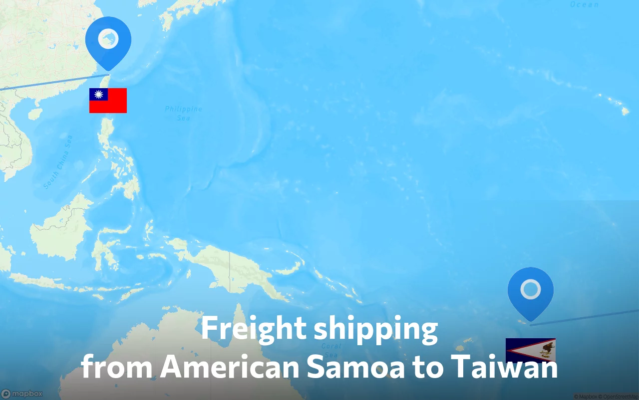 Shipping route from American Samoa to Taiwan