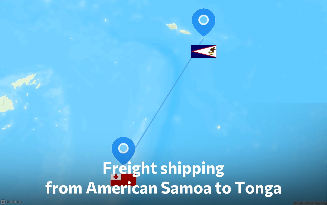 Shipping route from American Samoa to Tonga