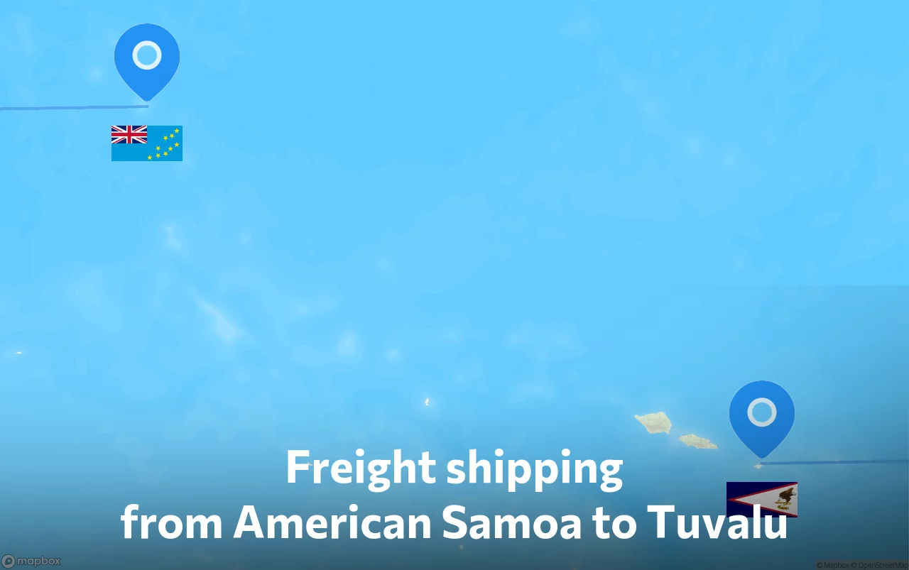 Shipping route from American Samoa to Tuvalu