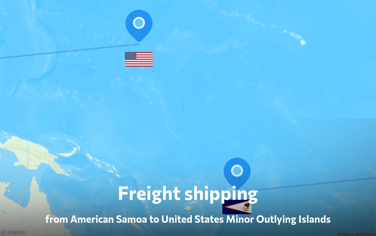 Shipping route from American Samoa to United States Minor Outlying Islands
