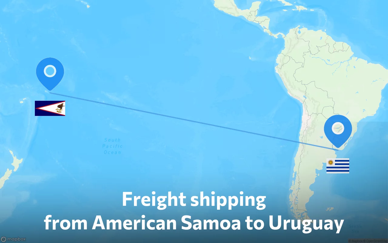 Shipping route from American Samoa to Uruguay