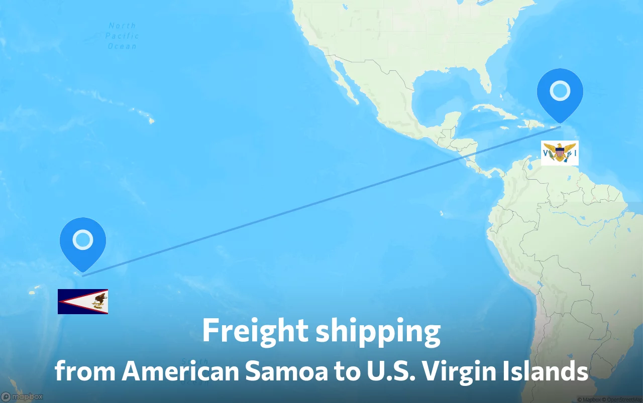 Shipping route from American Samoa to U.S. Virgin Islands