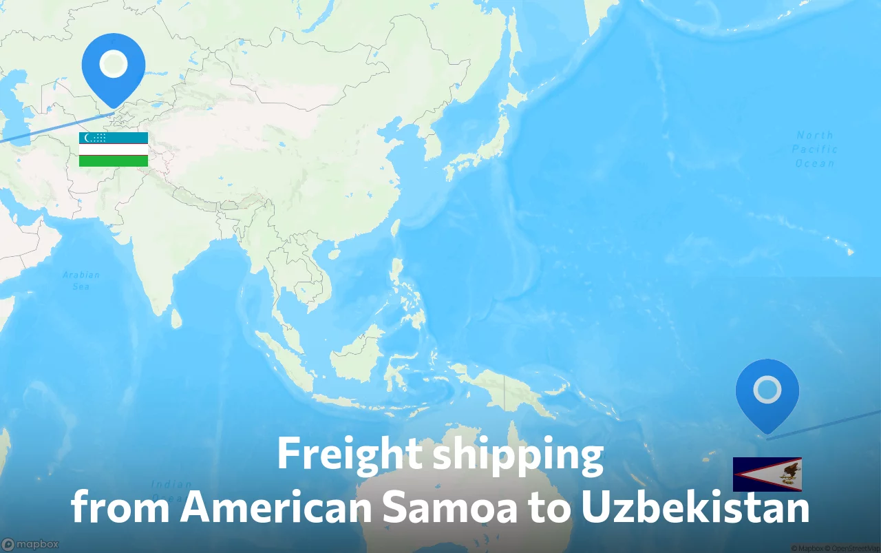 Shipping route from American Samoa to Uzbekistan