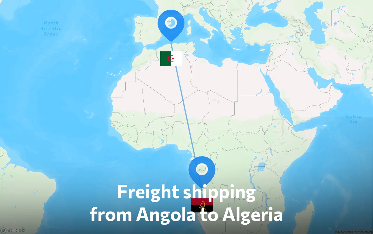 Shipping route from Angola to Algeria