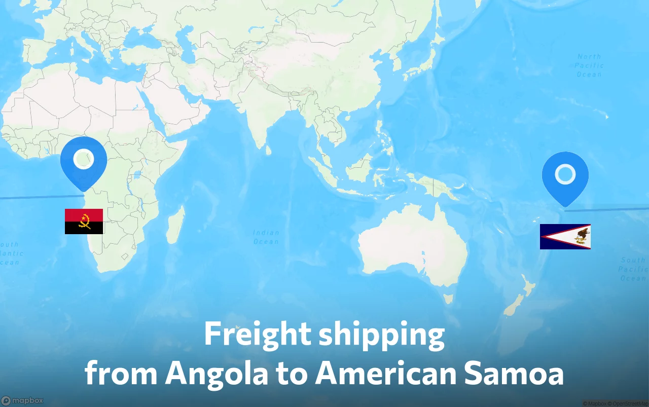 Shipping route from Angola to American Samoa