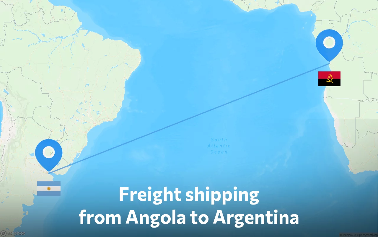 Shipping route from Angola to Argentina