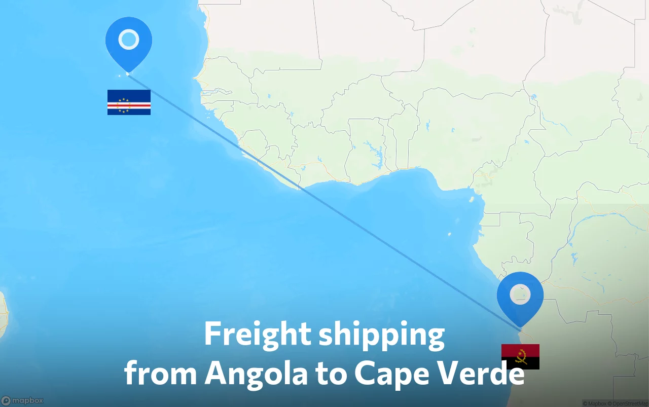 Shipping route from Angola to Cape Verde