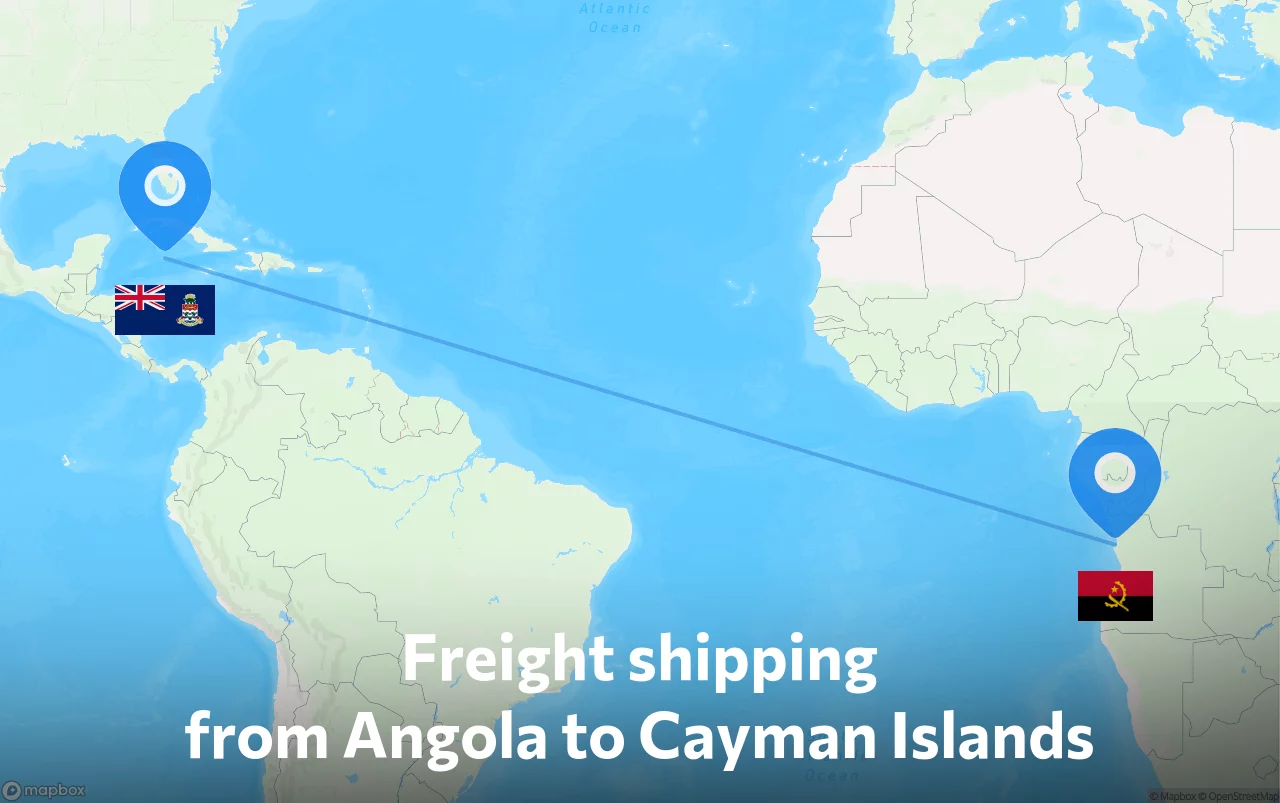 Shipping route from Angola to Cayman Islands