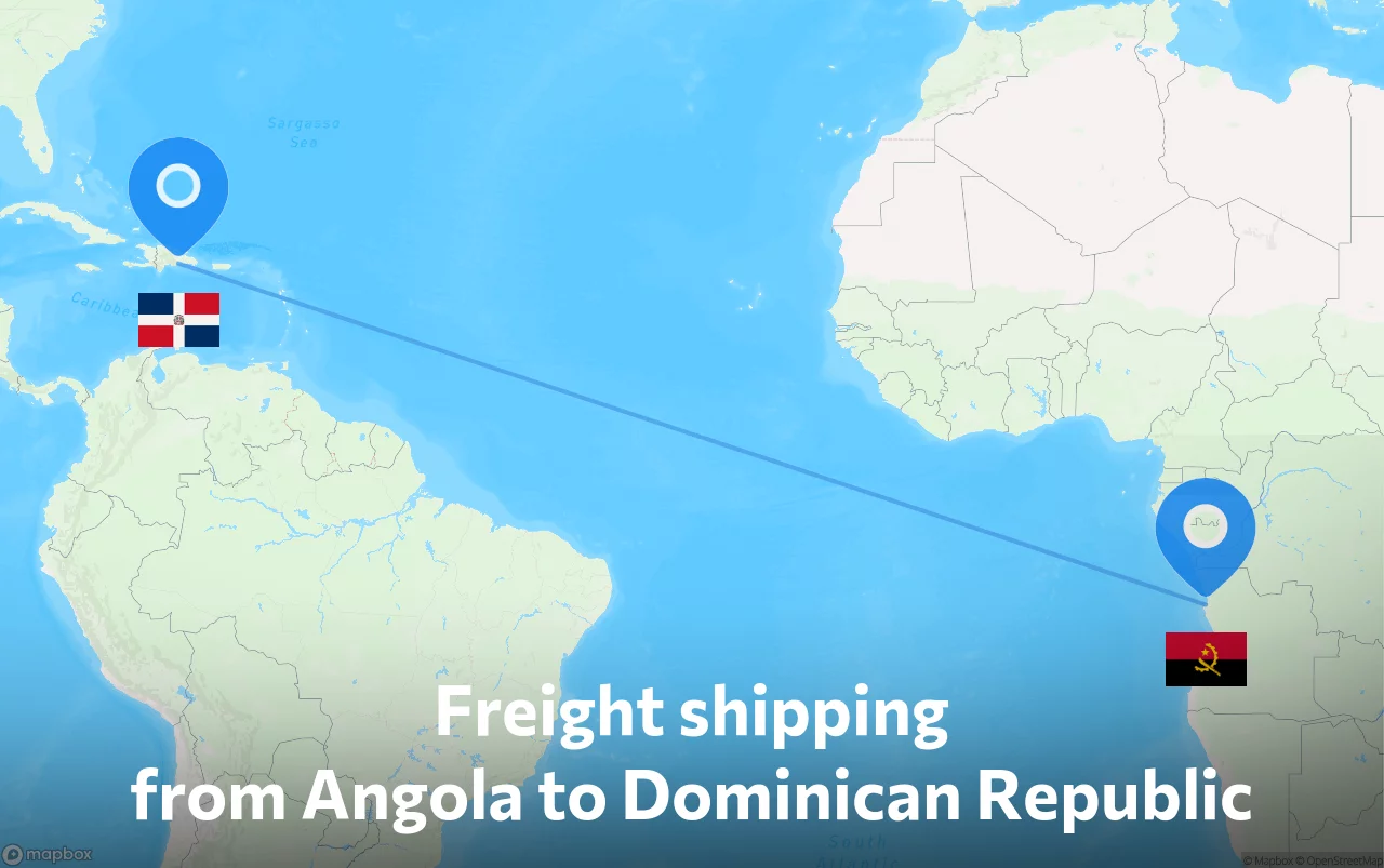 Shipping route from Angola to Dominican Republic
