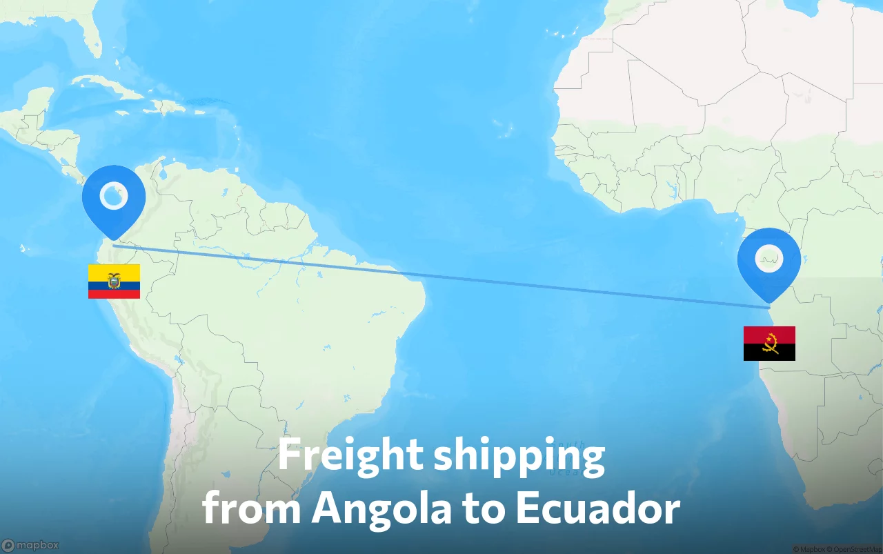 Shipping route from Angola to Ecuador