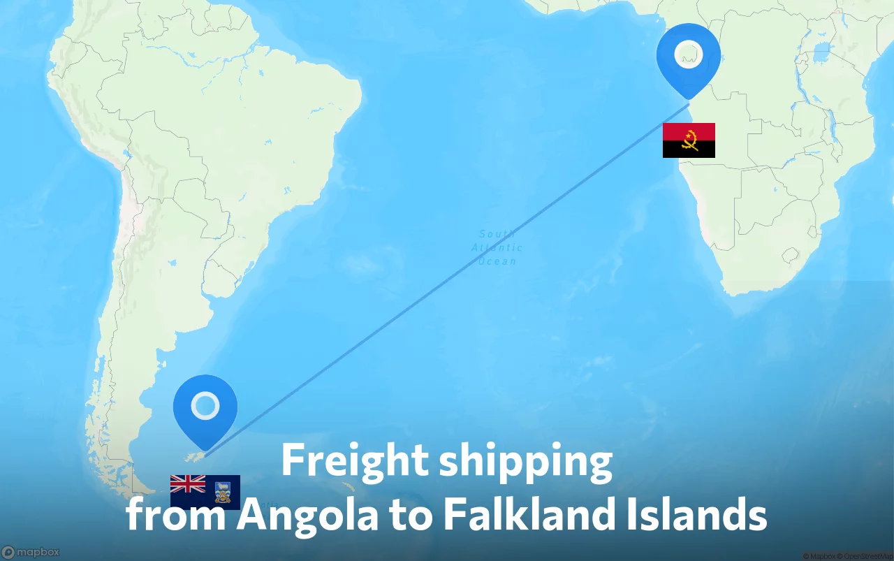 Shipping route from Angola to Falkland Islands