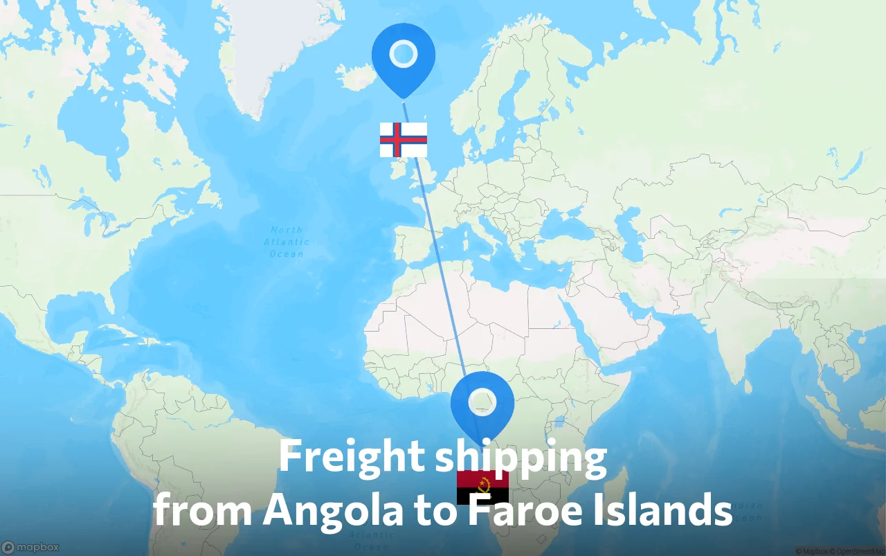 Shipping route from Angola to Faroe Islands