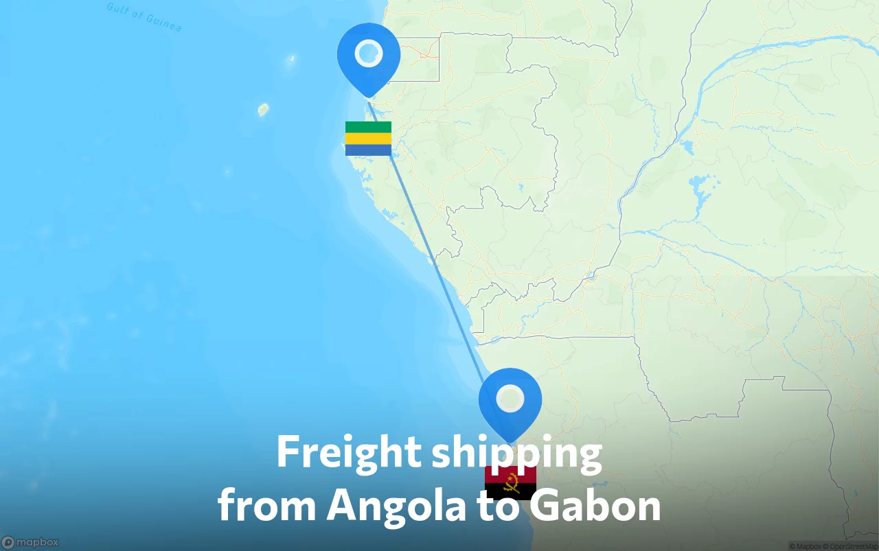 Shipping route from Angola to Gabon