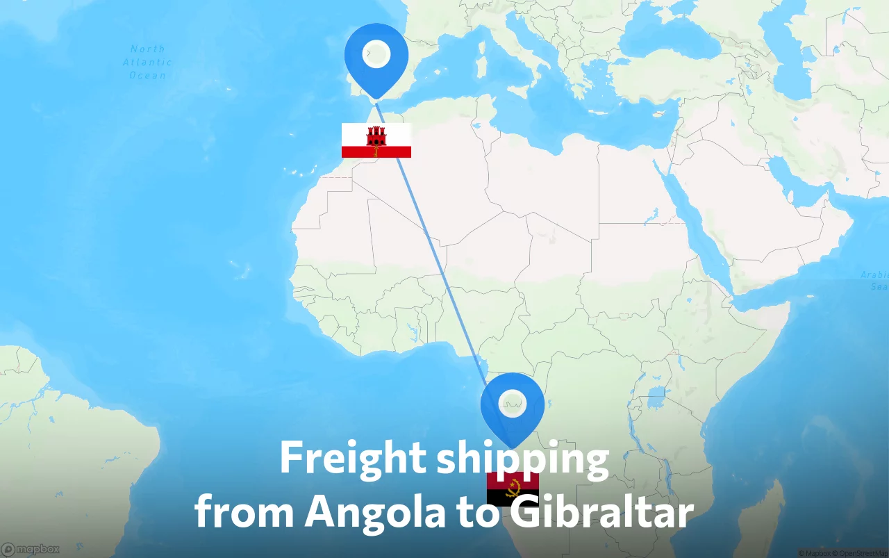 Shipping route from Angola to Gibraltar