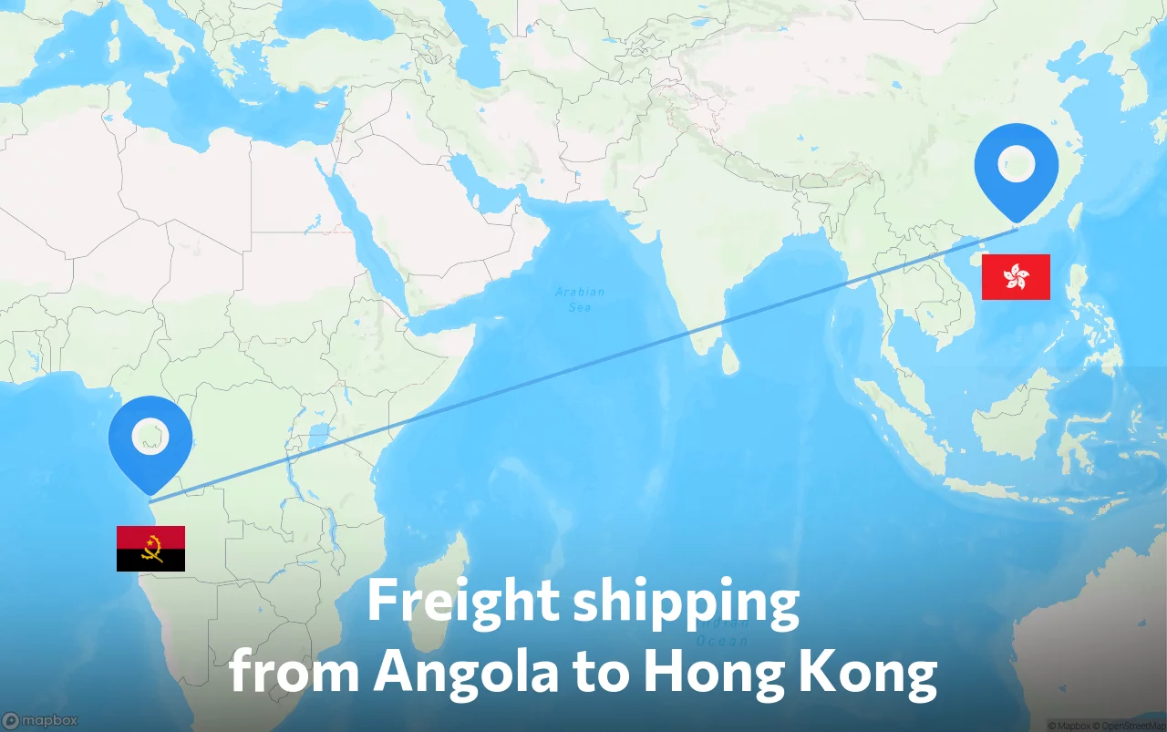 Shipping route from Angola to Hong Kong