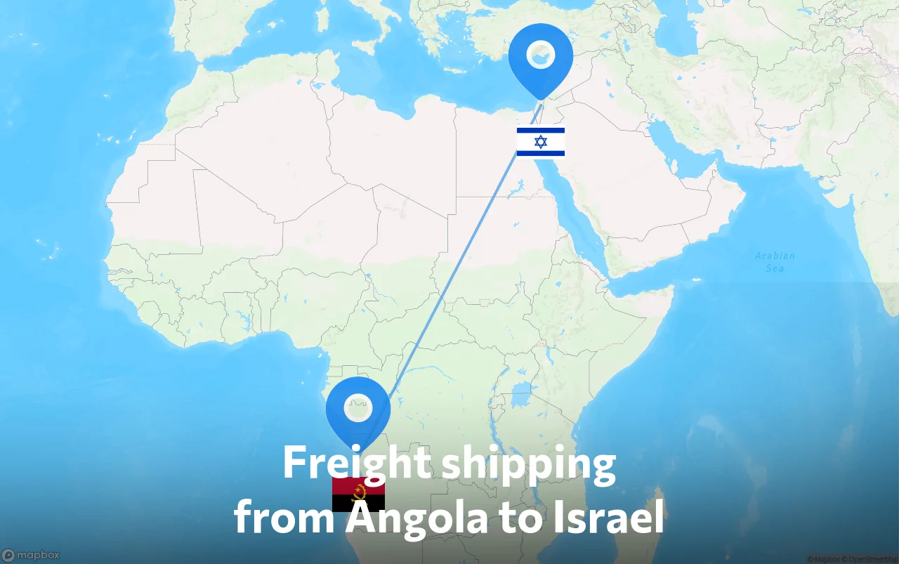 Shipping route from Angola to Israel