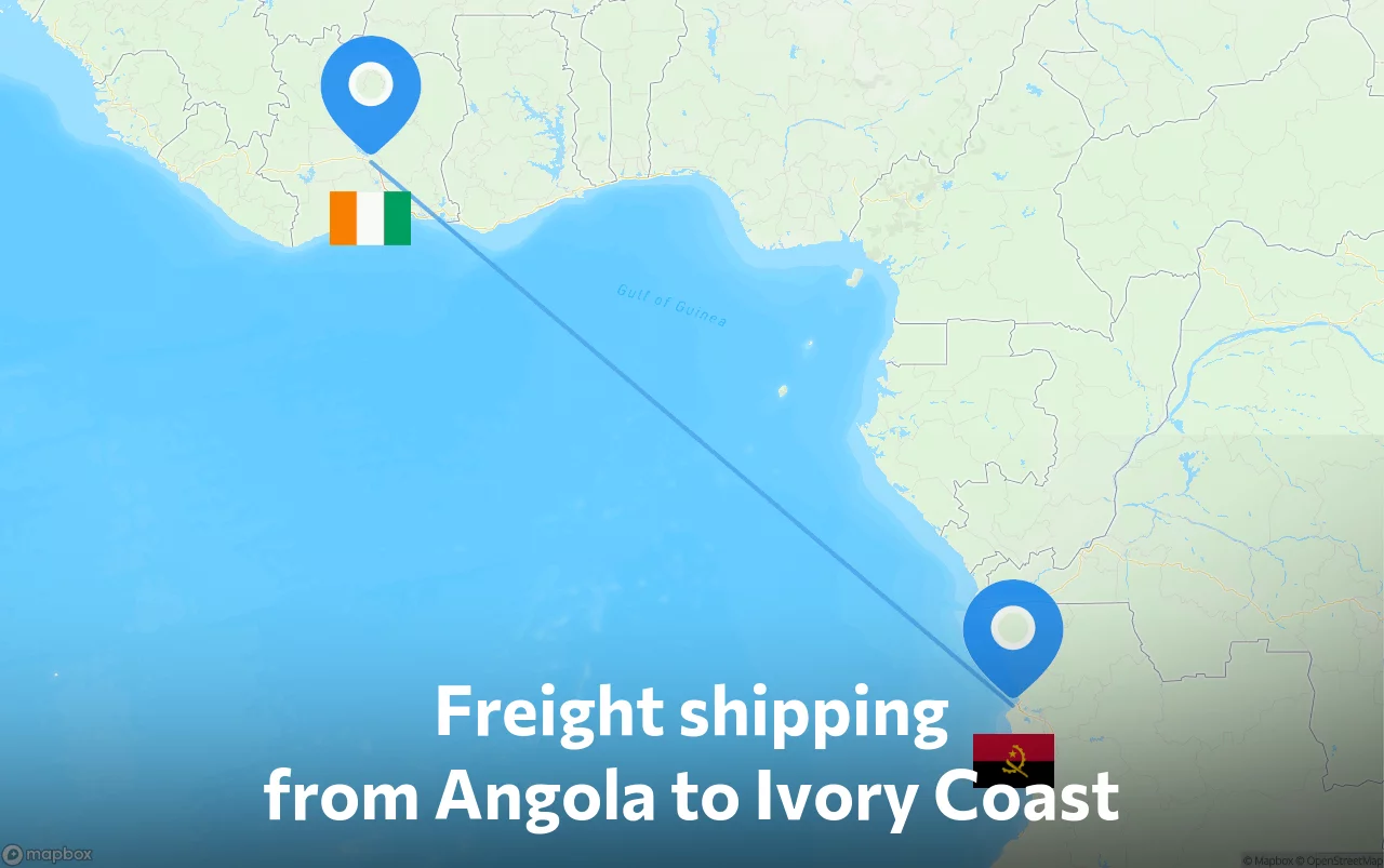 Shipping route from Angola to Ivory Coast