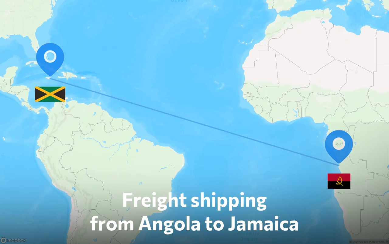 Shipping route from Angola to Jamaica