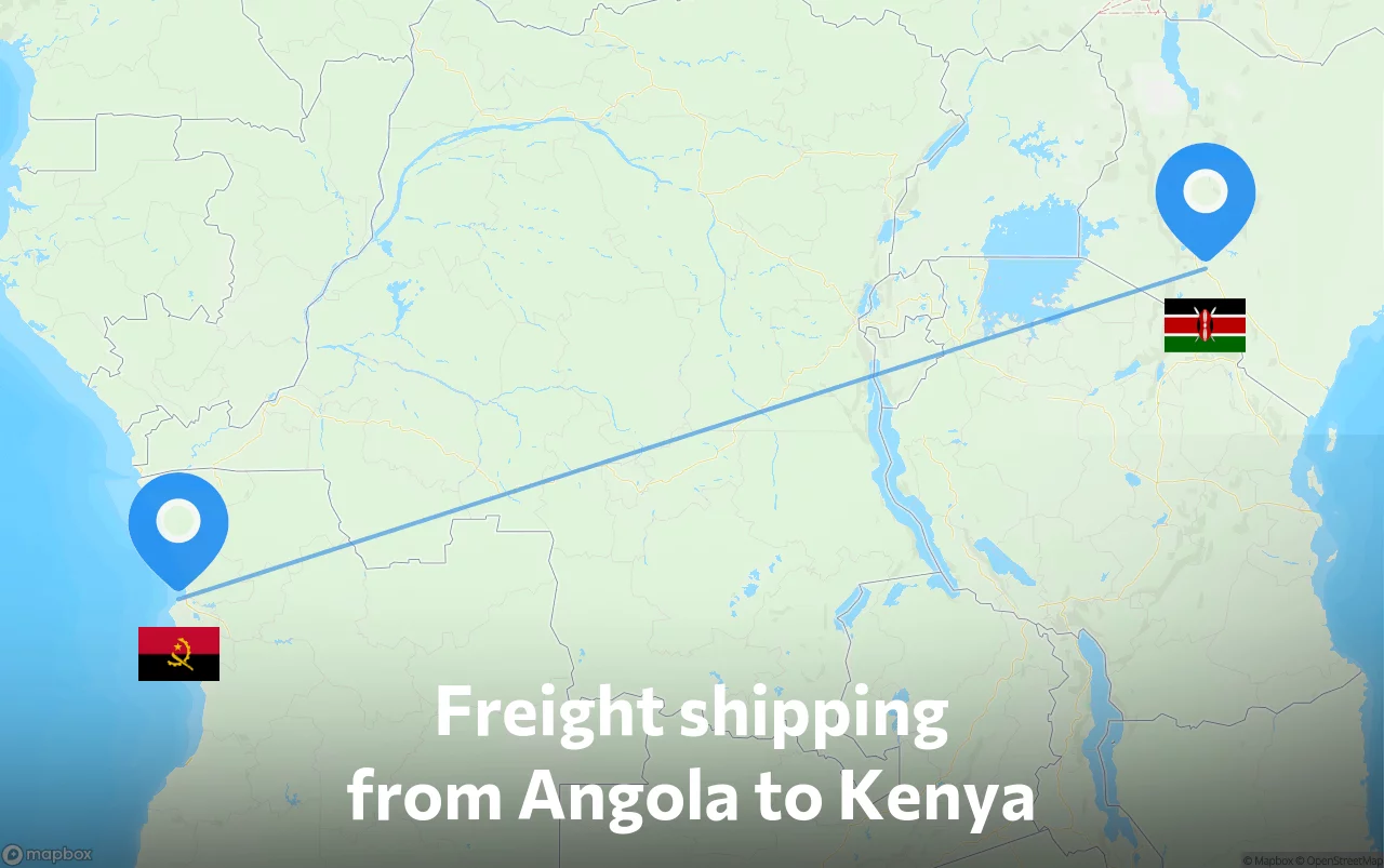 Shipping route from Angola to Kenya