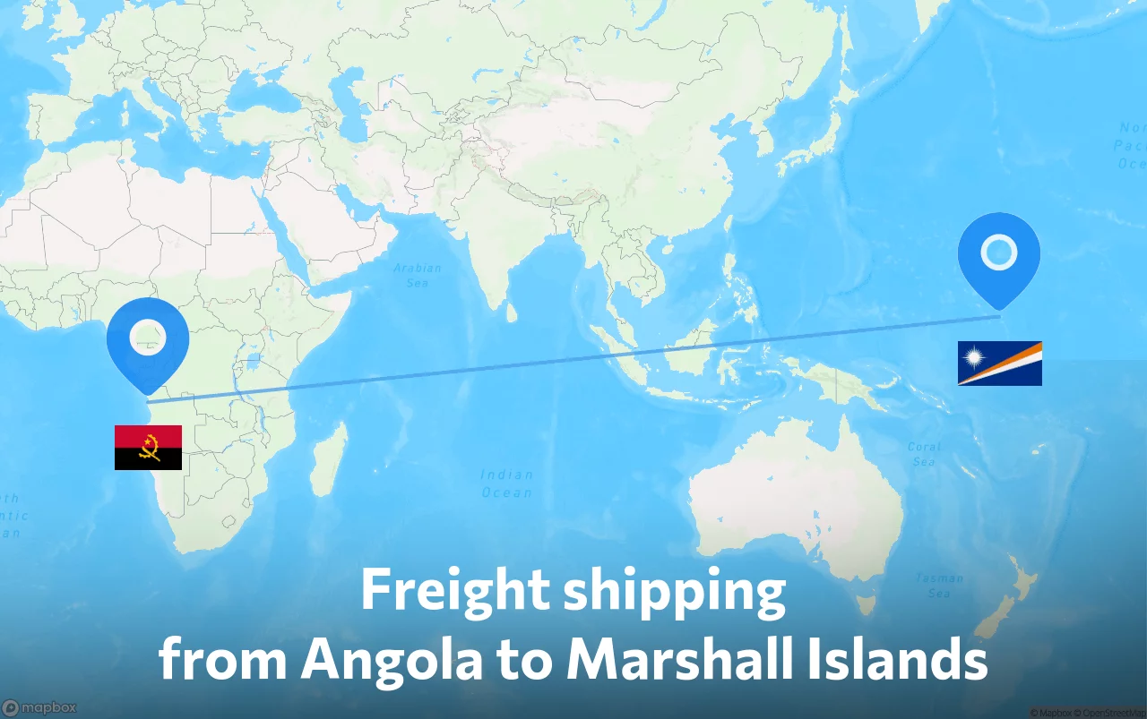 Shipping route from Angola to Marshall Islands