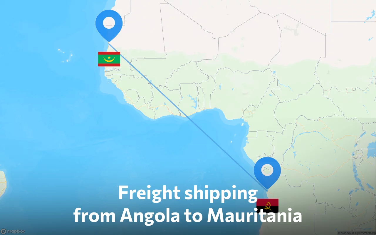 Shipping route from Angola to Mauritania