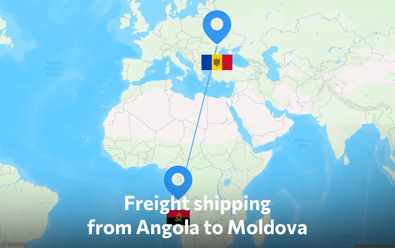 Shipping route from Angola to Moldova