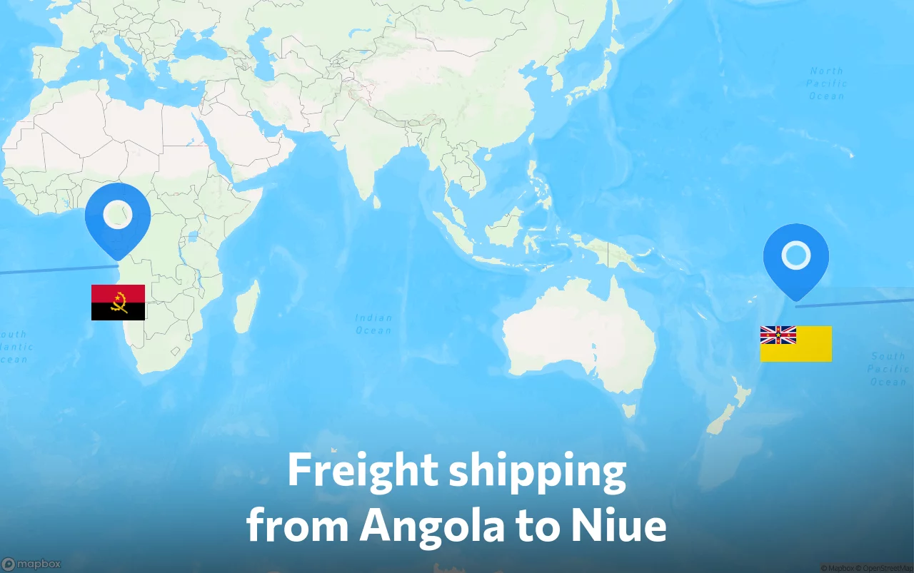 Shipping route from Angola to Niue