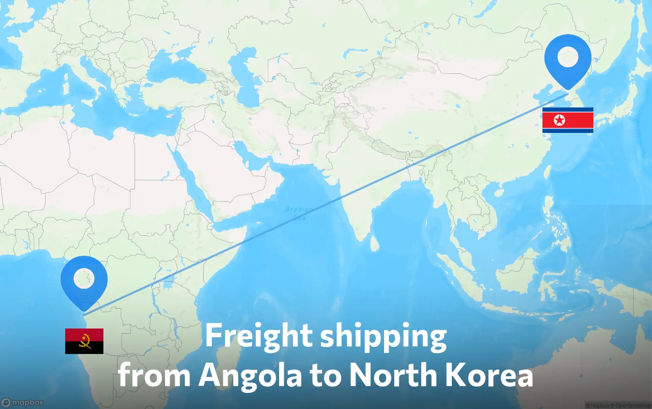 Shipping route from Angola to North Korea
