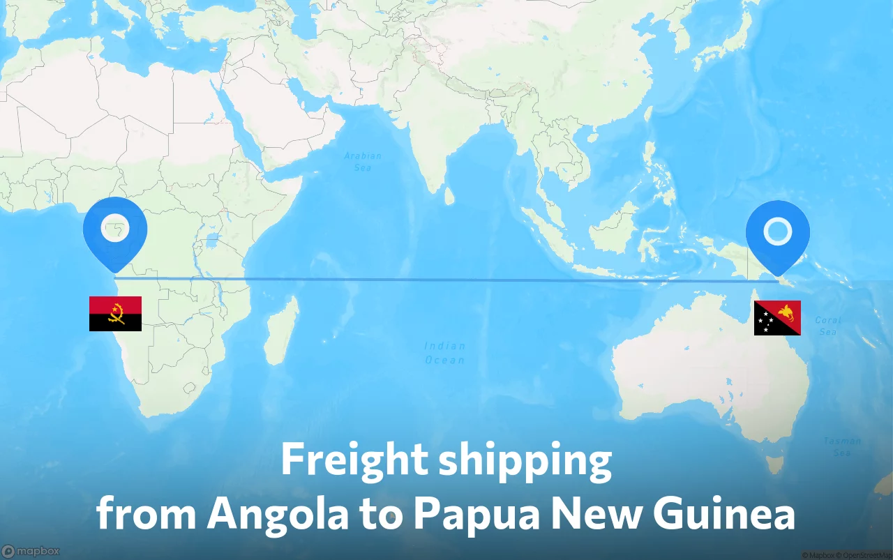 Shipping route from Angola to Papua New Guinea