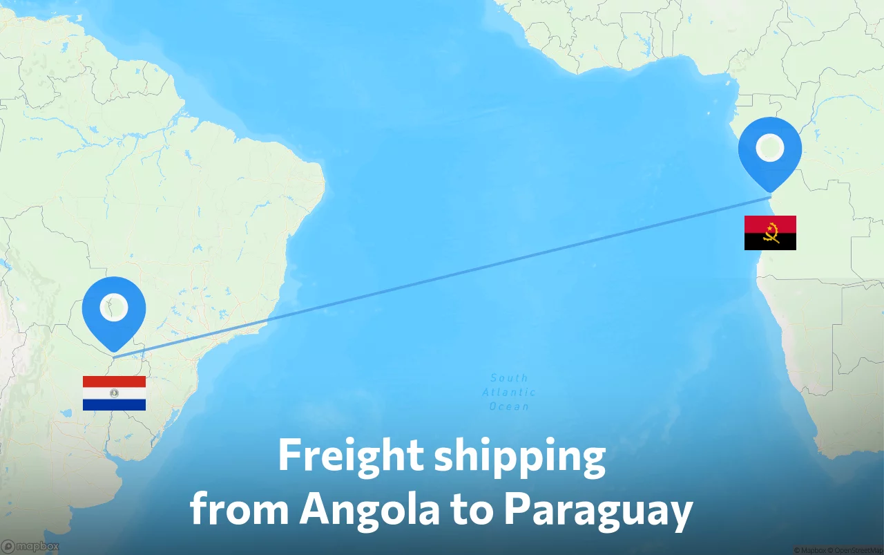 Shipping route from Angola to Paraguay