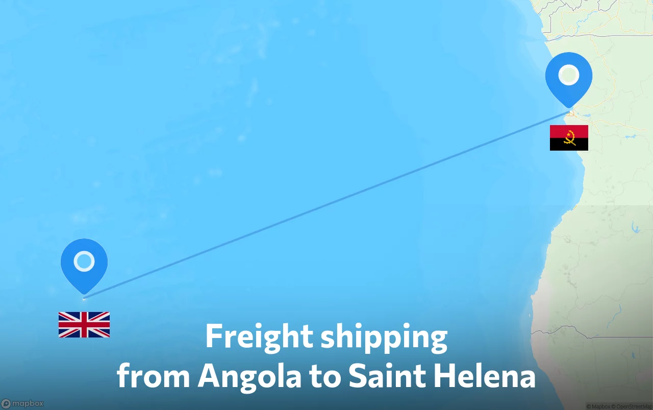 Shipping route from Angola to Saint Helena