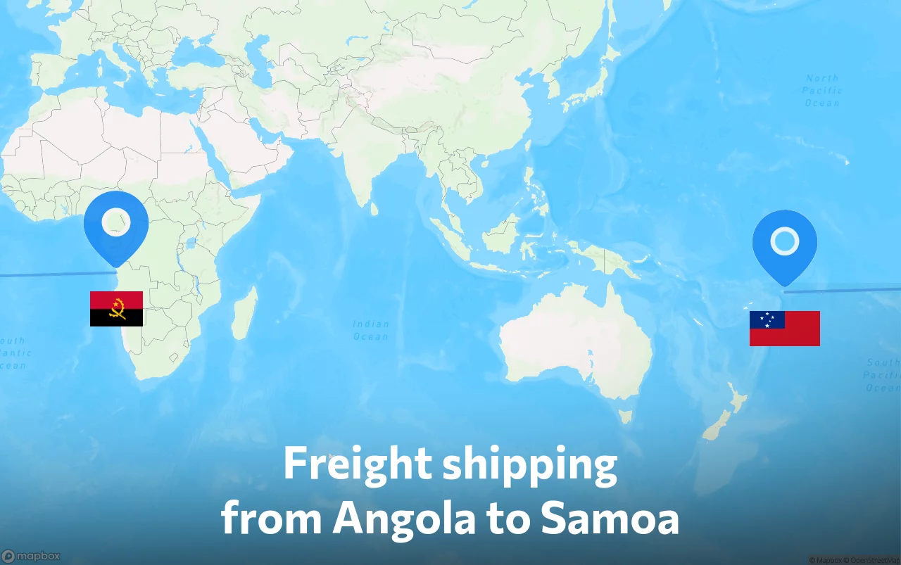 Shipping route from Angola to Samoa