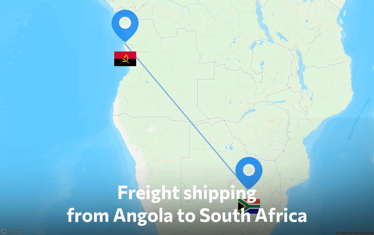Shipping route from Angola to South Africa