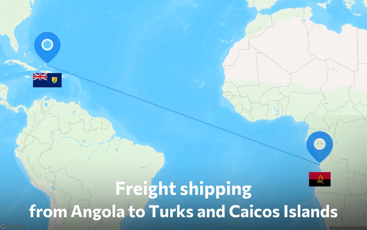 Shipping route from Angola to Turks and Caicos Islands
