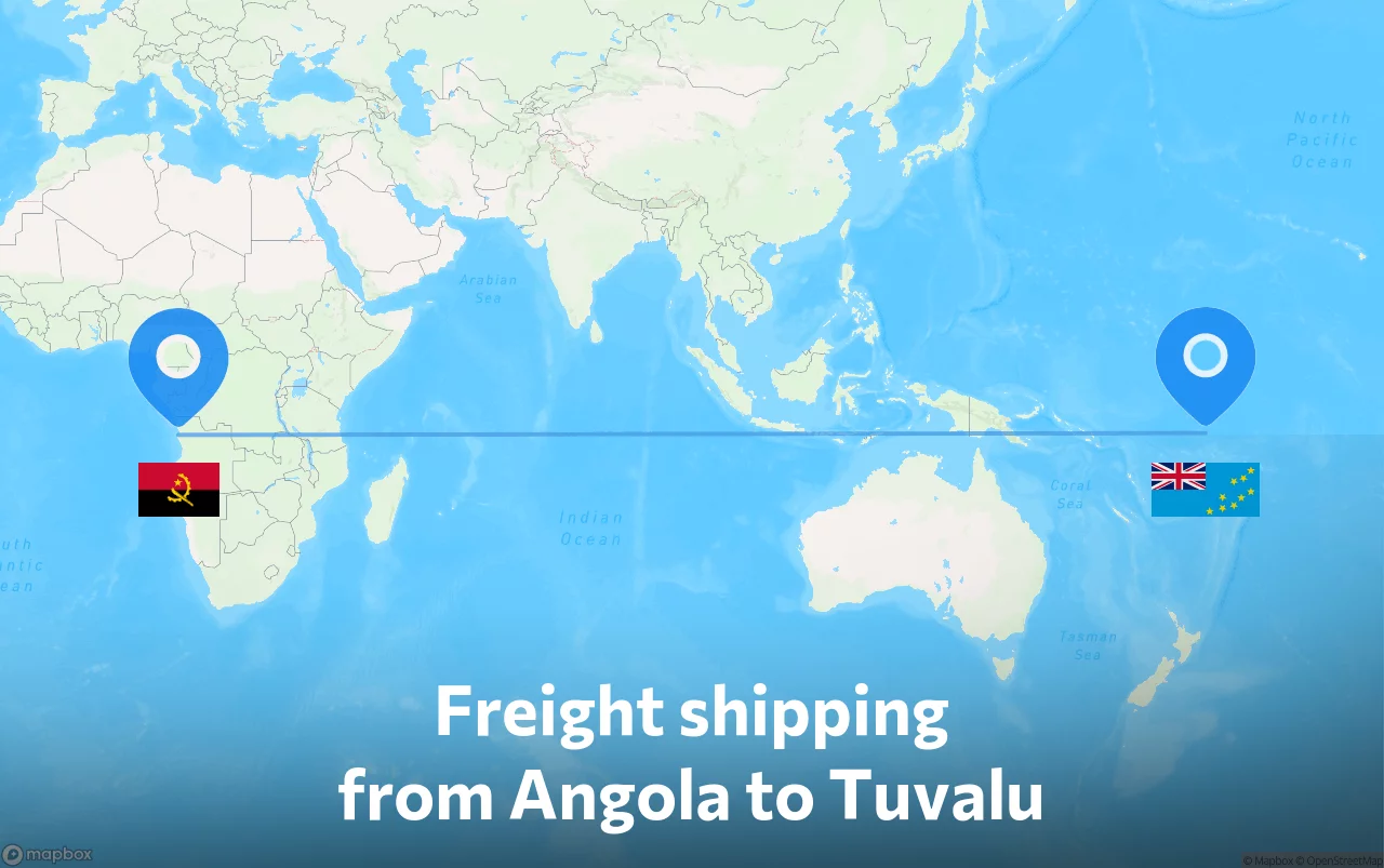 Shipping route from Angola to Tuvalu