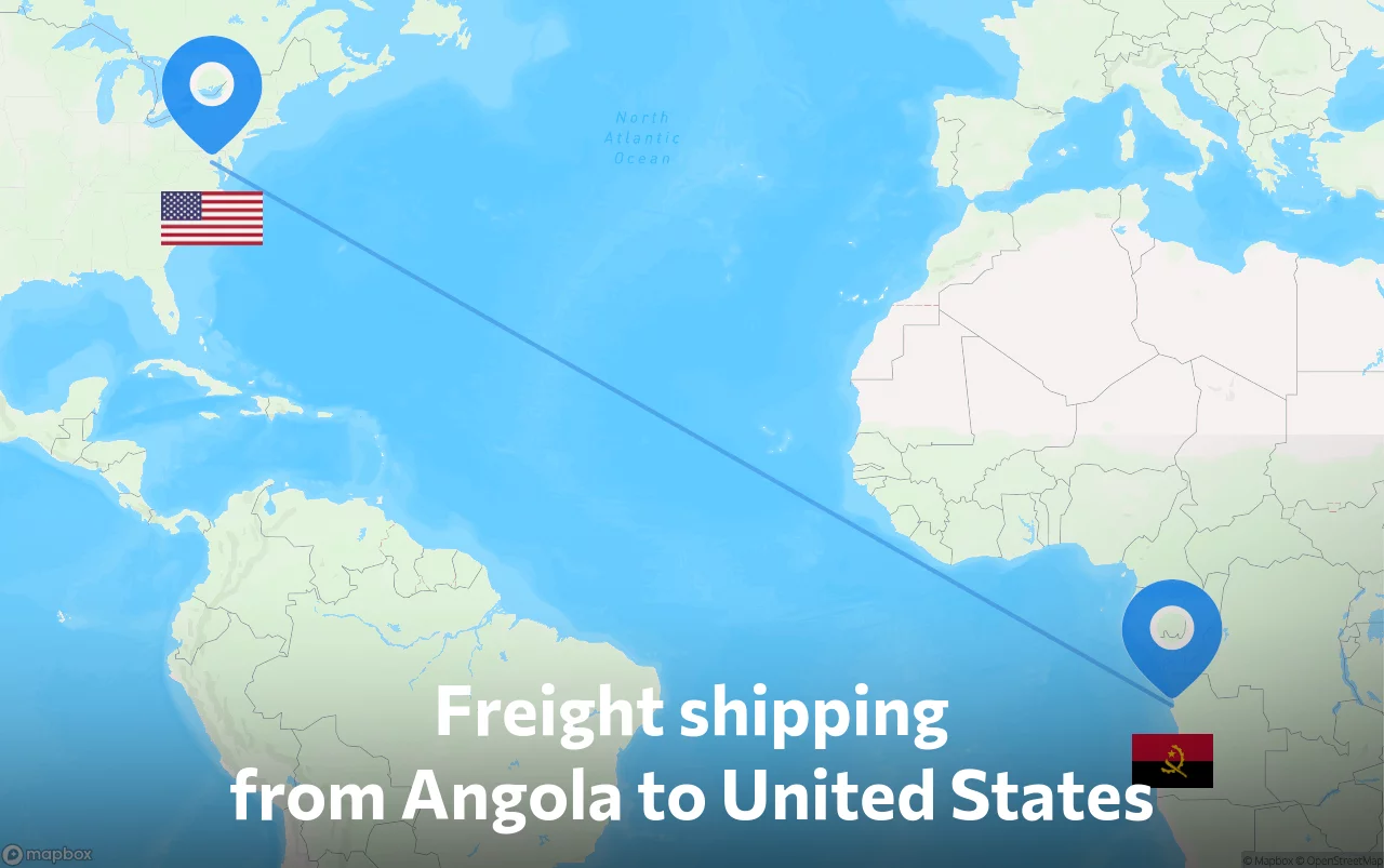 Shipping route from Angola to United States