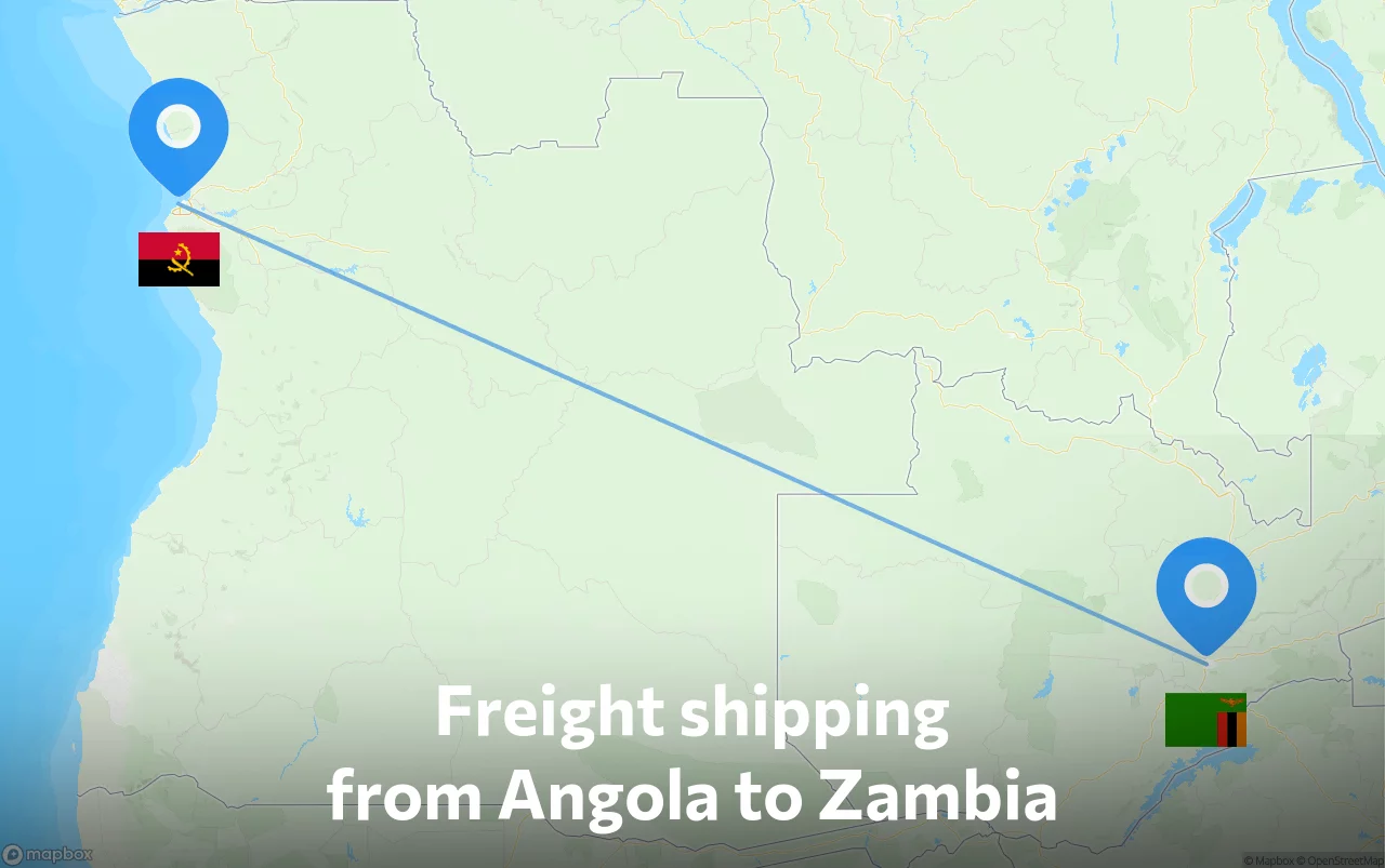 Shipping route from Angola to Zambia