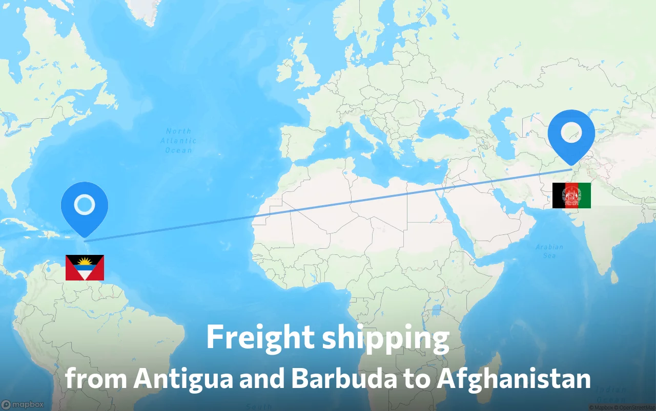 Shipping route from Antigua and Barbuda to Afghanistan