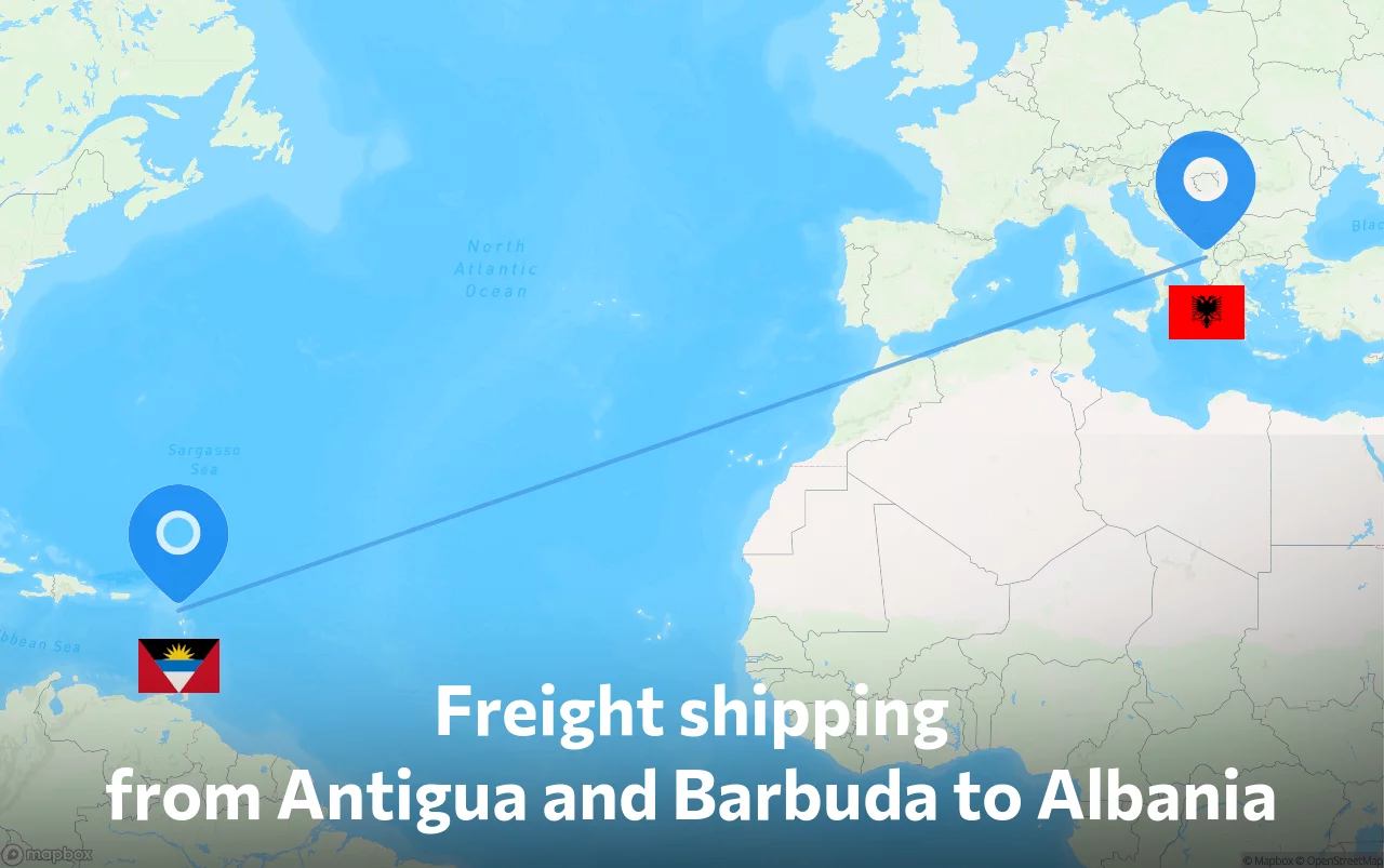 Shipping route from Antigua and Barbuda to Albania
