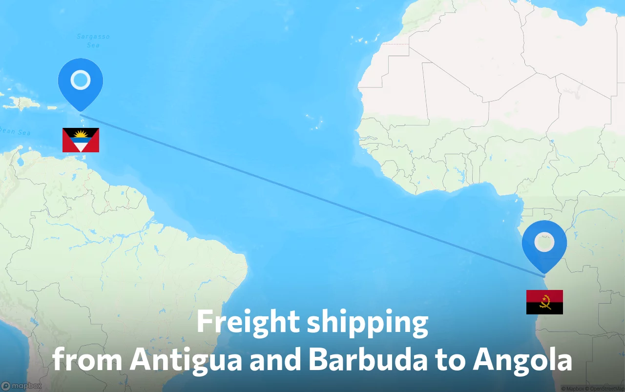 Shipping route from Antigua and Barbuda to Angola