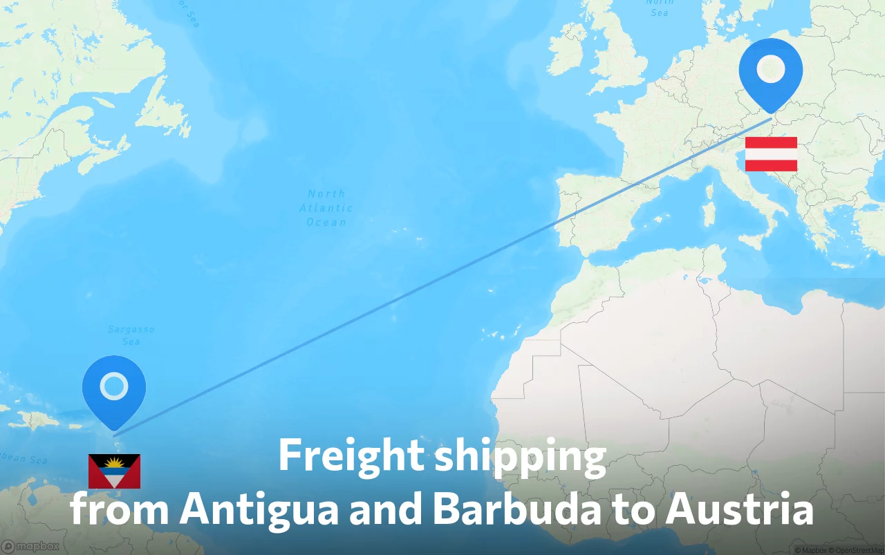 Shipping route from Antigua and Barbuda to Austria