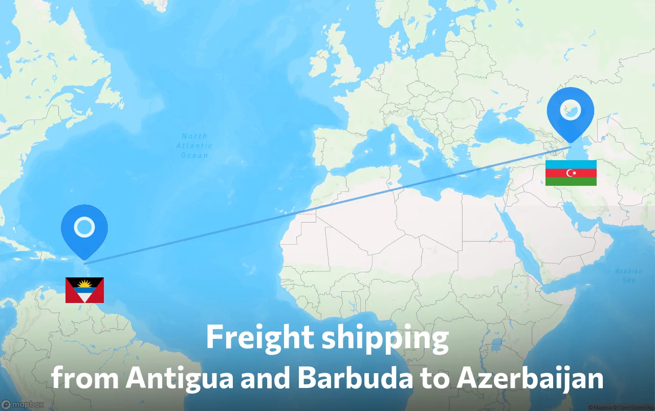 Shipping route from Antigua and Barbuda to Azerbaijan