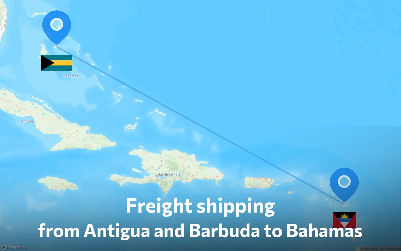 Shipping route from Antigua and Barbuda to Bahamas